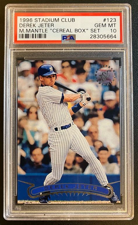 Topps Stadium Club Derek Jeter Mantle Cereal Box Psa Gem Mt Low