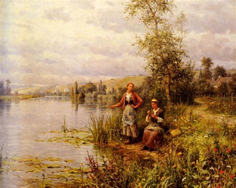 Painting By Knight Country Women Fishing On A Summer Afternoon