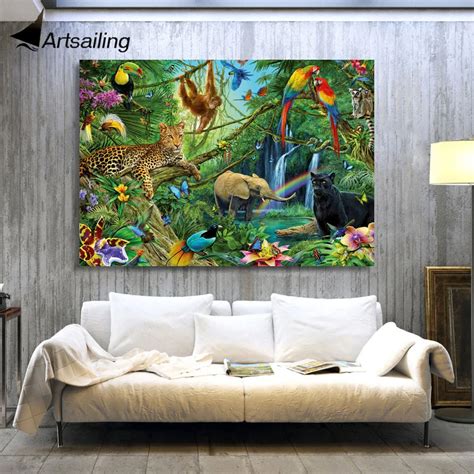 1 Piece Canvas Art Canvas Painting Animals Kingdom Jungle HD Print Wall ...