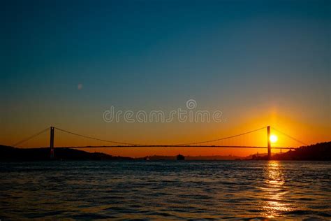 Bosphorus Bridge. Silhouette of Bosphorus Bridge at Sunset in Istanbul ...