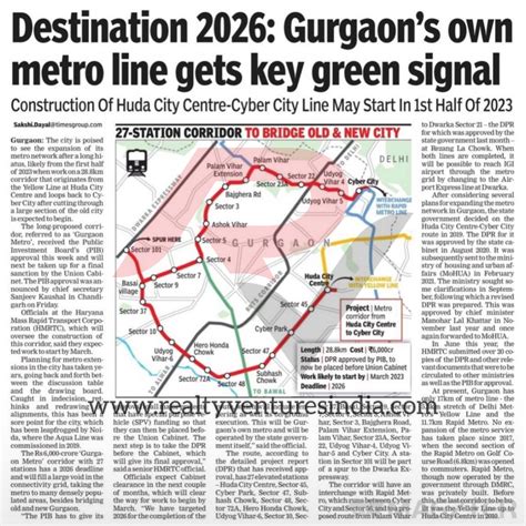 Destination 2026: Gurgaon’s Own Metro Line gets Key Green Singnal