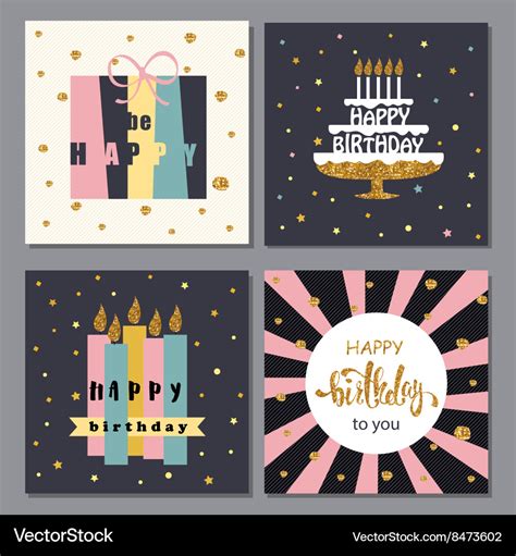 Collection Of Creative Happy Birthday Cards Vector Image