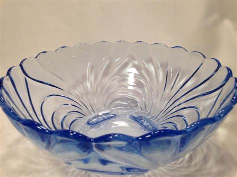 Vintage Cambridge Depression Glass Caprice Moonlight Blue 10 1 2 Salad Bowl 4 1876534211