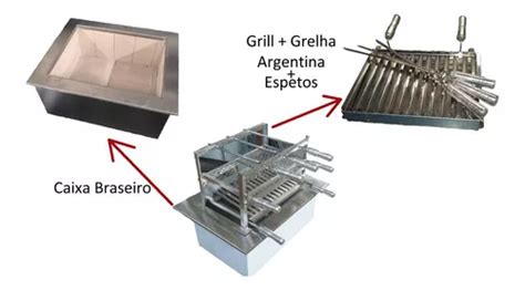 Grelha Grill Braseiro Galvanizado Borda Em Aço Inox à venda em