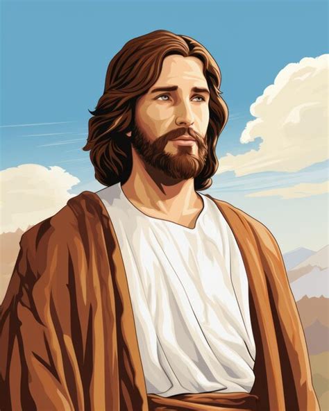 Premium AI Image Jesus Is Standing In Front Of A Mountain With Clouds