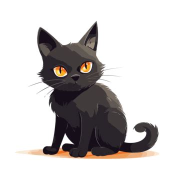 Gatto Nero Clipart Cartone Animato Gatto Nero Seduto Sul Pavimento Con