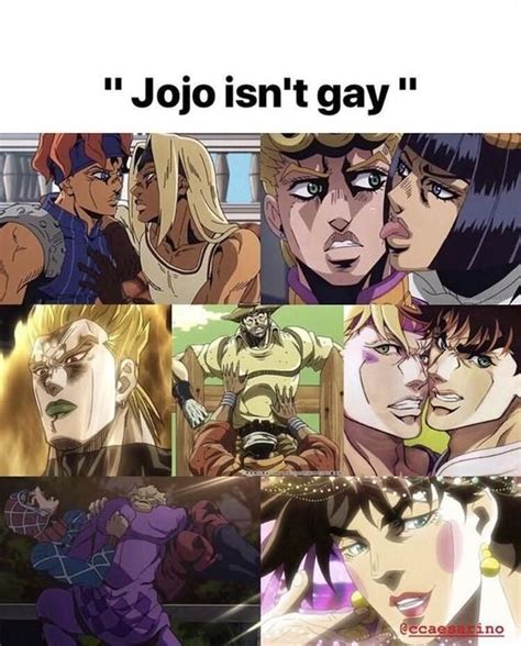 An Anime Scene With The Caption Jojo Isnt Gay And Other Characters