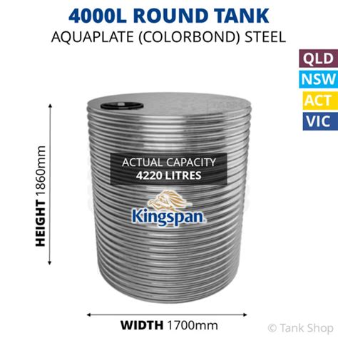 4000 Litre Round Aquaplate Steel Water Tank 4000l Kingspan Tank