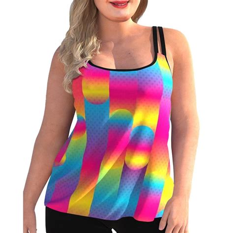 Newce Tie Dye Printing Plus Size Women Piece Swimsuit Tankinis