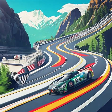 Premium AI Image | mountain racing road with racing cars Ai image