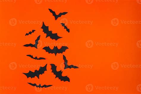 Happy Halloween. Paper bats on orange background. 11904558 Stock Photo ...