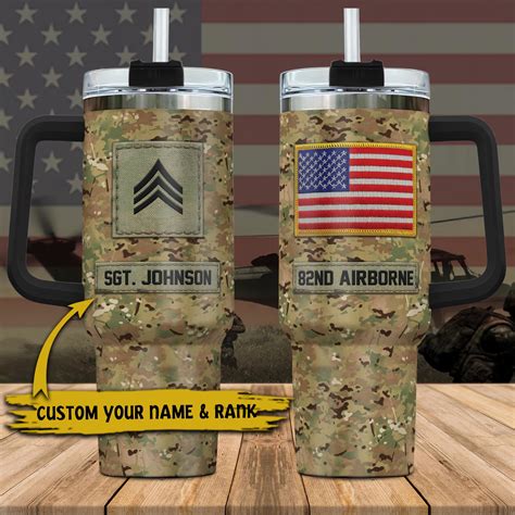 Nd Airborne Tumbler Oz Custom Your Name And Rank Camouflage