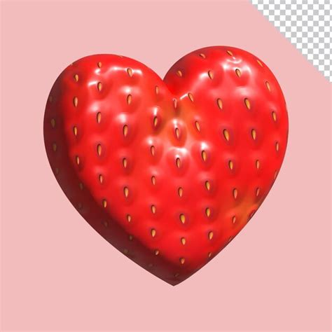 Premium Psd Strawberry In The Shape Of A Heart In D Illustration