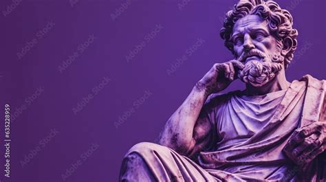 statue of an ancient roman philosopher, stark colors, purple tones Stock Photo | Adobe Stock