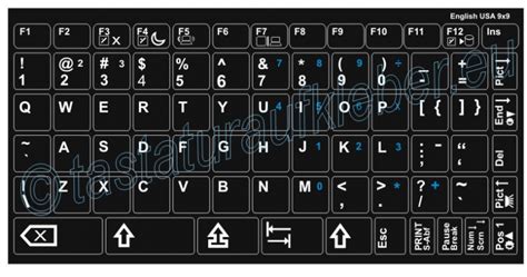 Tastaturaufkleber Englisch Usa Mini Weisse Schrift Schwarzer Hintergrund