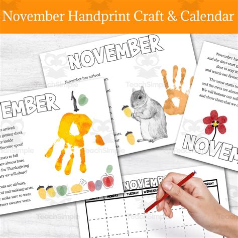 DIY Handprint Calendar - November Poem & Colouring Activity, Fall Art ...