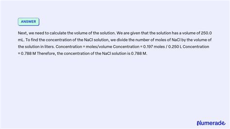 Solved If 0197 Moles Of Nacl Are Dissolved In A 2500ml Solution