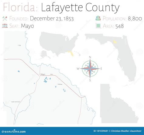 Map Of Lafayette County In Mississippi State On White Background ...