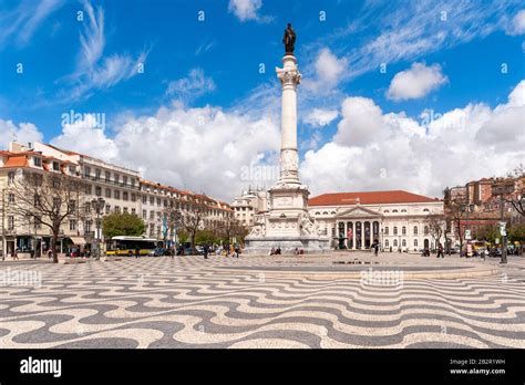 Rossio Square Lisbon Portugal Stock Photo Alamy