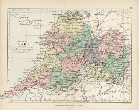 Clare County Ireland antique map published 1882 – Maps and Antique Prints