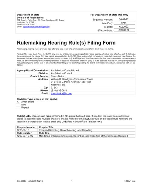 Fillable Online Publications Tnsosfiles Rulemaking Hearing