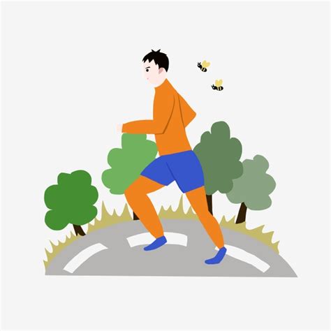 Flat Wind Orange Running Boy Hand Drawn Flat Wind Orange Running Boy