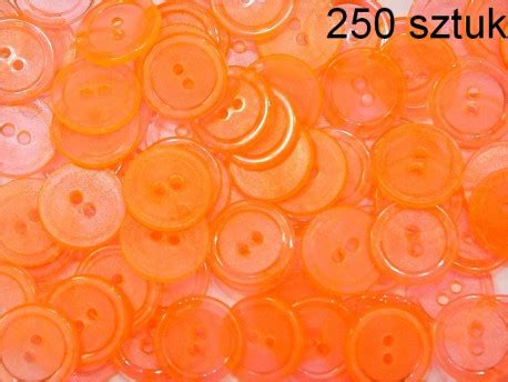 guziki plastikowe 2 dziurki 20mm pomarańczowy przezroczysty op 250szt