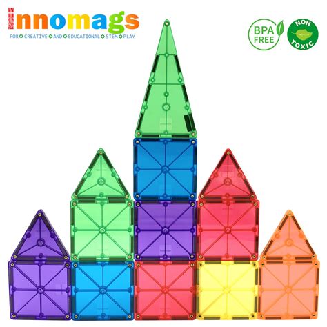 Innomags Magnet Tiles 110 Piece Magnetic Building Blocks Jumbo Tile Set