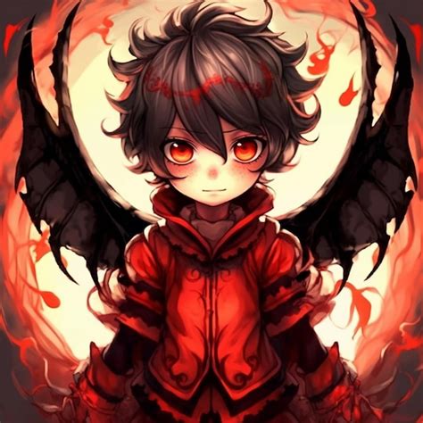 Premium Photo | Anime boy with wings and red eyes in front of a full ...