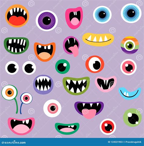 Monster Vector Spooky Mouths And Eyes Stock Vector Illustration Of