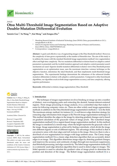 Pdf Otsu Multi Threshold Image Segmentation Based On Adaptive Double