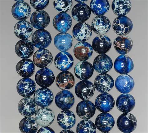 Mm Sea Sediment Imperial Jasper Gemstone Grade Aa Dark Blue Round