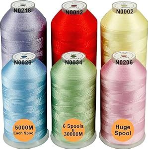 New Brothread 6er Set Pastell Farben 1 Polyester Maschinen Stickgarn