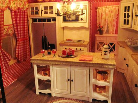 Red And White Country Kitchen French Country Kitchen Dollhouse