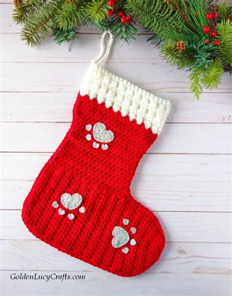 Crochet Dog Christmas Stocking, Free Crochet Pattern - GoldenLucyCrafts