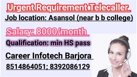 Urgent Requirement Telecaller Asansol Private Company Youtube