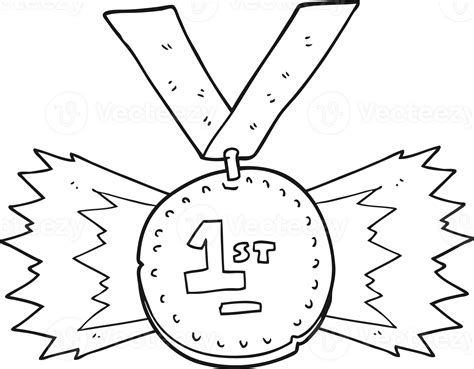 Black And White Cartoon First Place Medal 36453582 Png