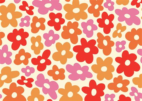 retro groovy flower prints  styled vintage wallpapers happywall