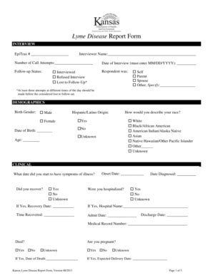 Fillable Online Kdheks Lyme Disease Report Form Kdhe Kdheks Fax