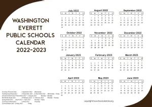 Washington Everett Public Schools Calendar 2022-2023