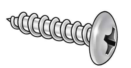 Zoro Select Sheet Metal Screw X In Plain Stainless Steel