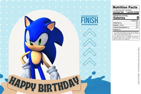 Free Sonic Canva Birthday Water Bottle Labels