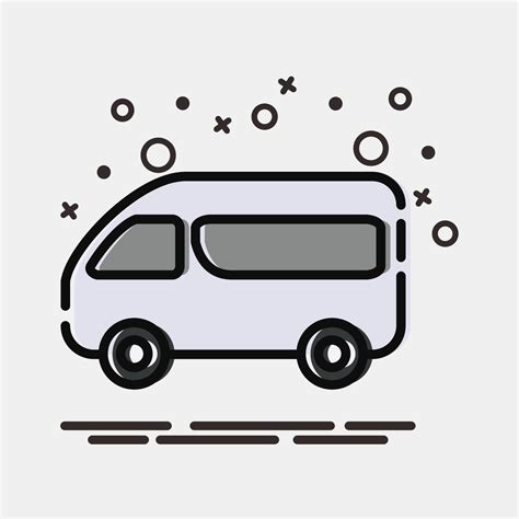 Icon van. Transportation elements. Icons in MBE style. Good for prints ...