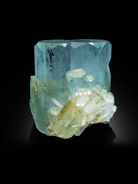 Very Beautiful Blue Aquamarine Var Beryl Crystal With Muscovite