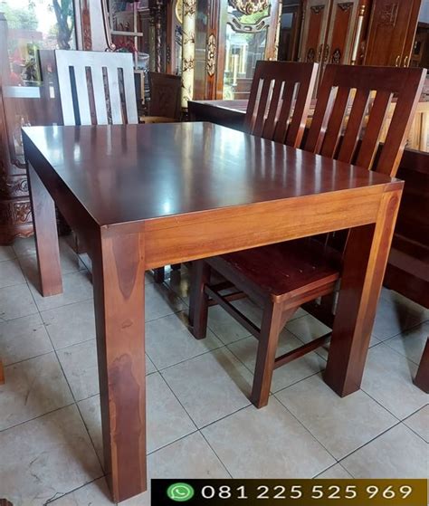 Meja Makan Minimalis 4 Kursi Kayu Jati Voipwiki Furniture Jepara