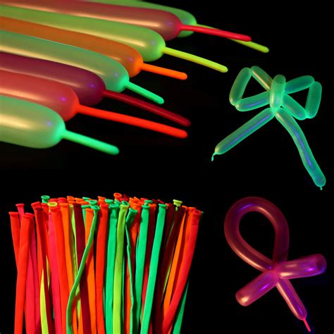 Buy Skylety Pieces Neon Glow Long Balloons Blacklight Reactive