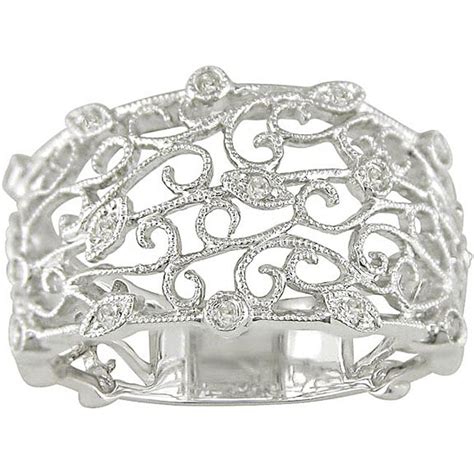 10k White Gold 110ct Tdw Diamond Filigree Ring 11992740 Overstock