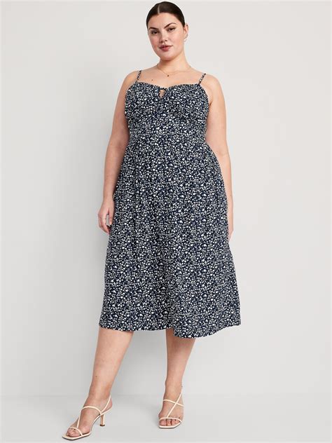 Fit Flare Floral Smocked Midi Cami Dress Old Navy