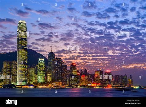 Hong Kong Victoria Harbour After Sunset Stock Photo Alamy