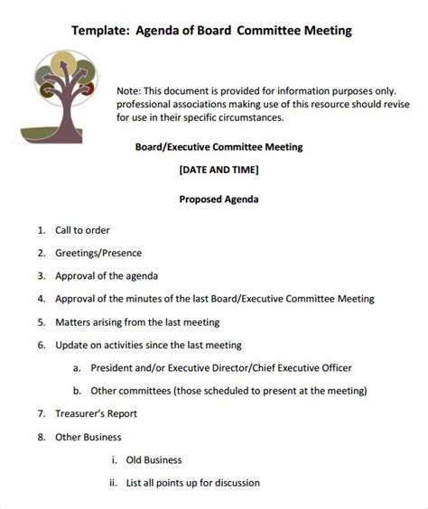 12 Sample Board Meeting Agenda Templates Sample Templates